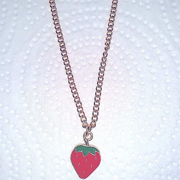 Strawberry Field Necklace 18-22" Chain Lobster Clasp Feminine Dainty Cute NEW - Picture 7 of 8